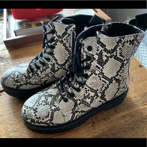 Snake Print Combat Boots